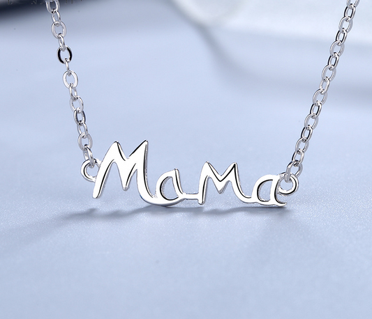 Mother's Day Gift S925 Sterling Silver English Letter MaMa Necklace Mother Fashion