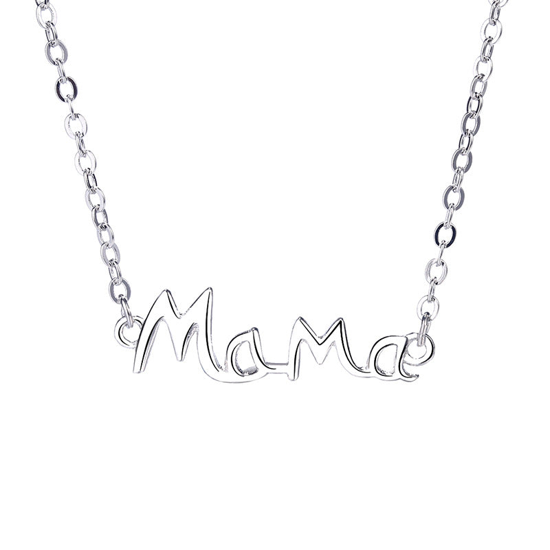 Mother's Day Gift S925 Sterling Silver English Letter MaMa Necklace Mother Fashion