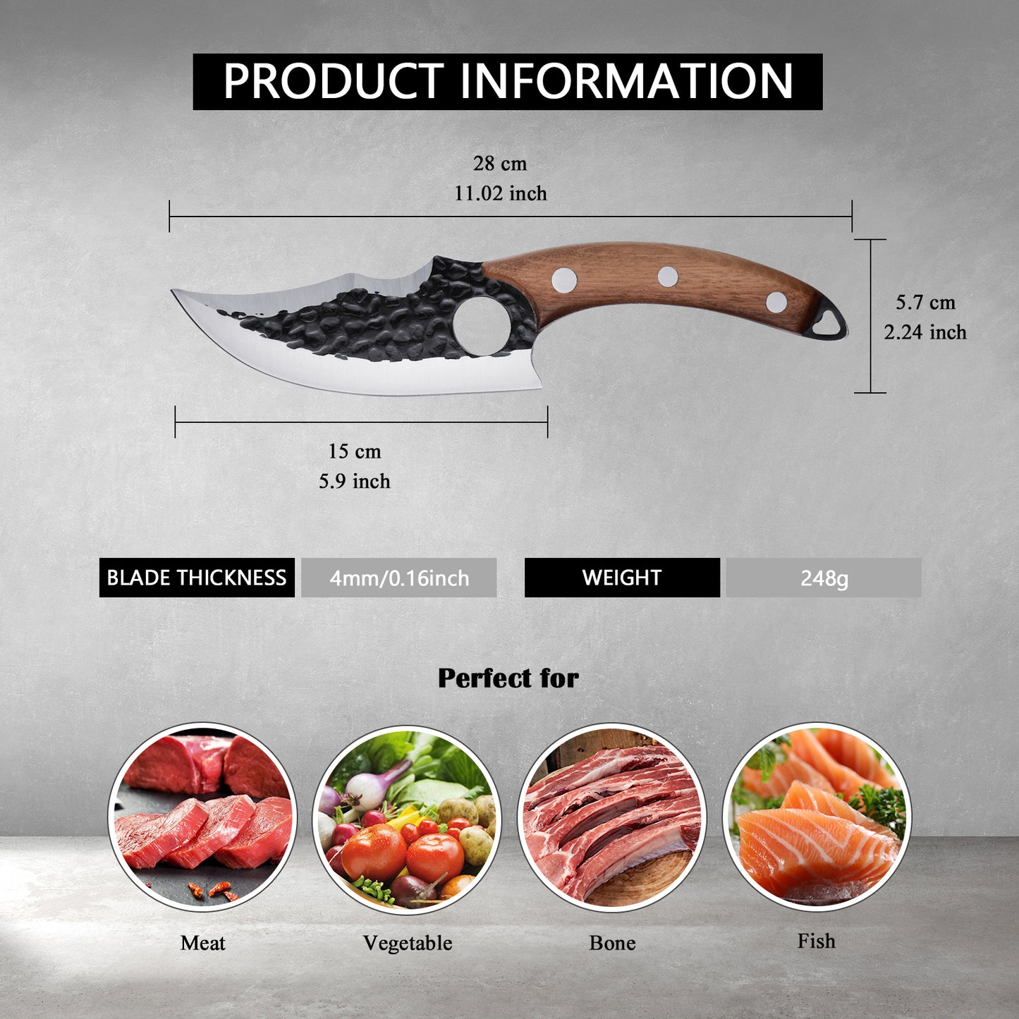 Kegani Viking Knife For Meat Cutting 6 Inch Meat Cleaver Boning Knife, High Carbon Steel Fillet Knife With Sheath For Kitchen And Outdoor Camping Gifts